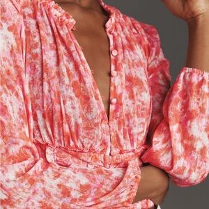 By Anthropologie Long-Sleeve Femme Ruched Crop Top